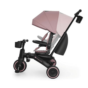 Triciclo evolutivo Kinderkraft JAZZ 3 rosa 6 en 1 con asiento giratorio 360° en modo marcha adelante, asiento reclinable.