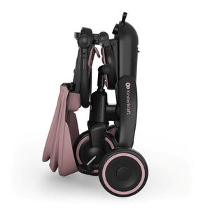 Triciclo evolutivo Kinderkraft JAZZ 3 rosa 6 en 1 plegado sin mango parental, vista lateral.