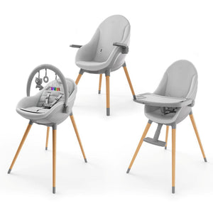 Silla de comer para bebé evolutiva 3 en 1 FINI UP de KINDERKRAFT gris: hamaca, silla de comer alta o baja, elegante, ajustable y cómoda. Bandeja ajustable y fácil de limpiar. De RN meses a 5 años. Vista principal.
