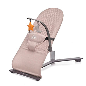 Hamaca bebé Kinderkraft MIMI Beige diseño nórdico, balanceo natural independiente, tela suave acolchada, base de madera y arco con 2 juguetes desmontable - Vista principal