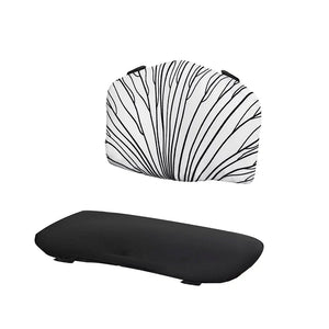 Set de 2 cojines: asiento + respaldo para silla de comer Enock, blanco negro. Vista lateral.