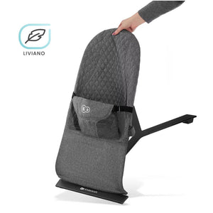 Hamaca bebé Kinderkraft MIMI gris ultraligera, fácil de mover con una sola mano, diseño nórdico minimalista con tela acolchada y arnés de 3 puntos