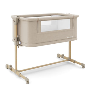 Cuna 3 en 1 NESTE GROW 2 de Kinderkraft beige: cuna colecho para bebé, cuna y cuna para niños mayores. Ajustable en 5 niveles de altura y 2 de inclinación, plegable y resistente, con 2 ruedas con bloqueo. De RN a 2 años. Vista principal.