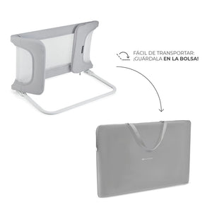 Barrera de cama plegable Kinderkraft GUARD & DREAM negra con bolsa de transporte incluida, fácil de guardar y transportar, alternativa a cuna de viaje