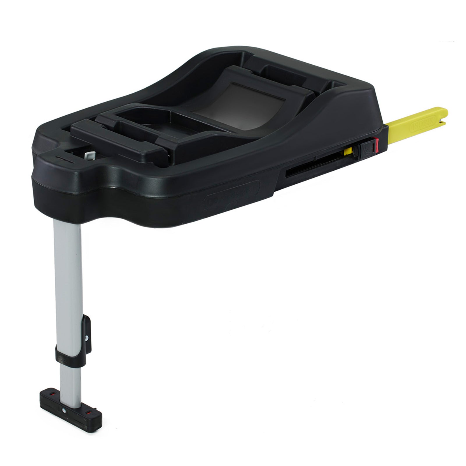 Base ISOFIX Kinderkraft MINK FX vista lateral con conectores amarillos y pata de apoyo regulable para silla nido MINK PRO