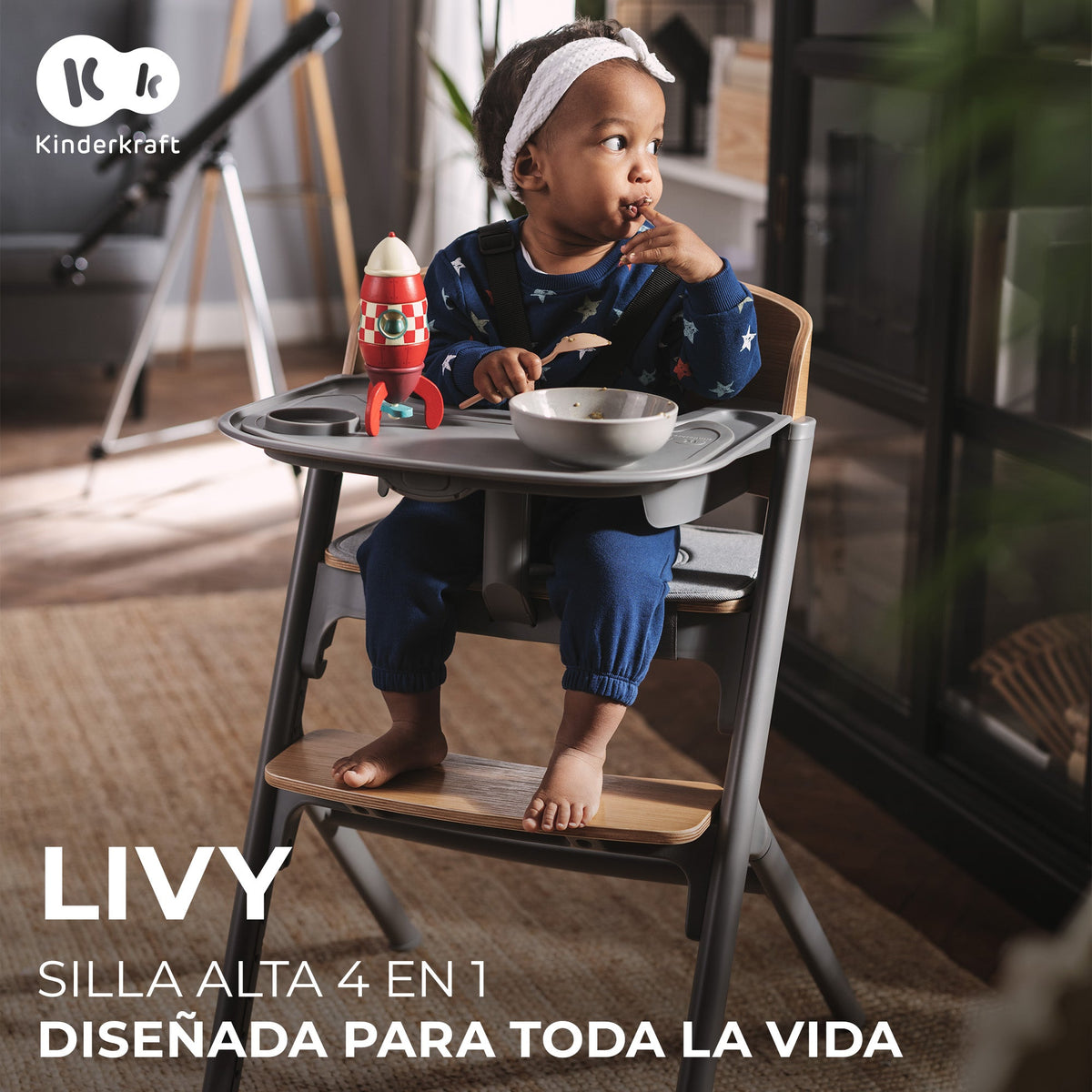 Silla de comer evolutiva LIVY 4 en 1 + Silla mecedora CALMEE