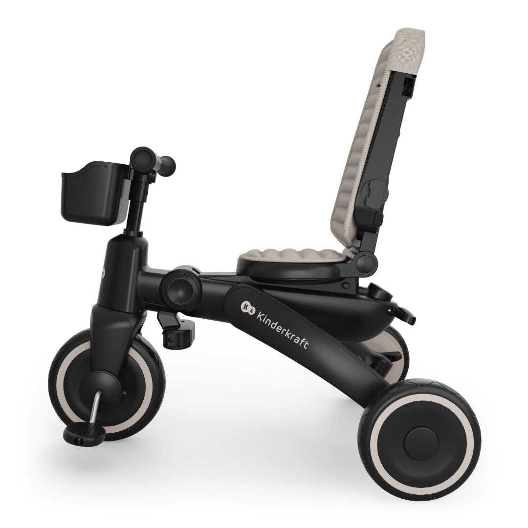 Triciclo evolutivo Kinderkraft JAZZ 3 beige 6 en 1 en modo triciclo con respaldo.