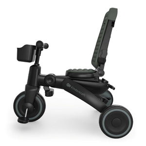Triciclo evolutivo Kinderkraft JAZZ 3 verde 6 en 1 en modo triciclo con respaldo.