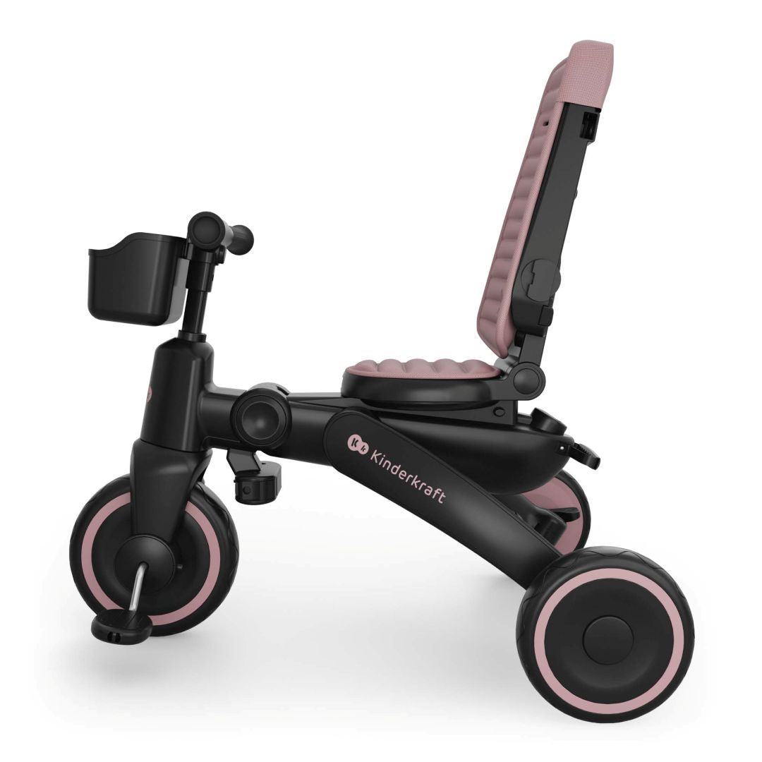 Triciclo evolutivo Kinderkraft JAZZ 3 rosa  6 en 1 en modo triciclo con respaldo.
