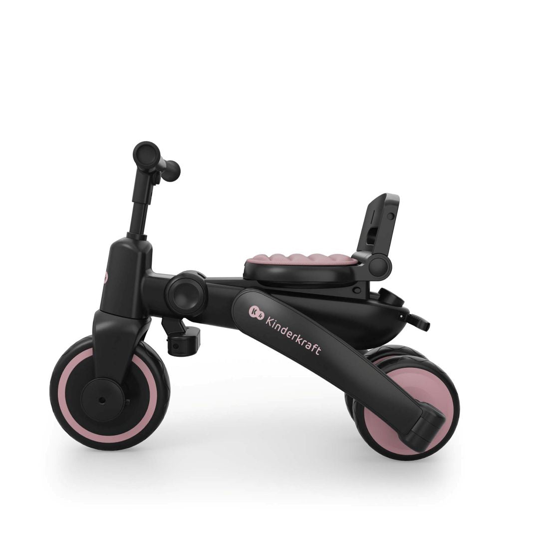 Triciclo evolutivo Kinderkraft JAZZ 3 rosa 6 en 1 en modo triciclo sin respaldo.