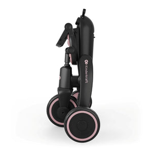Triciclo evolutivo Kinderkraft JAZZ 3 rosa 6 en 1 en modo bicicleta de equilibrio plegado, vista lateral.