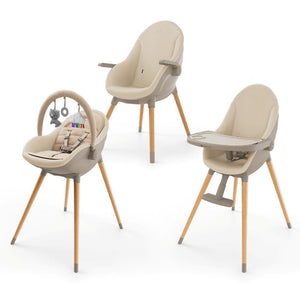 Silla de comer para bebé evolutiva 3 en 1 FINI UP de KINDERKRAFT beige: hamaca, silla de comer alta o baja, elegante, ajustable y cómoda. Bandeja ajustable y fácil de limpiar. De RN meses a 5 años. Vista principal.