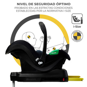 Silla de auto nido Kinderkraft MINK PRO i-Size en base MINK FX, certificada i-Size y Crash Test Approved, posición contramarcha para recién nacido