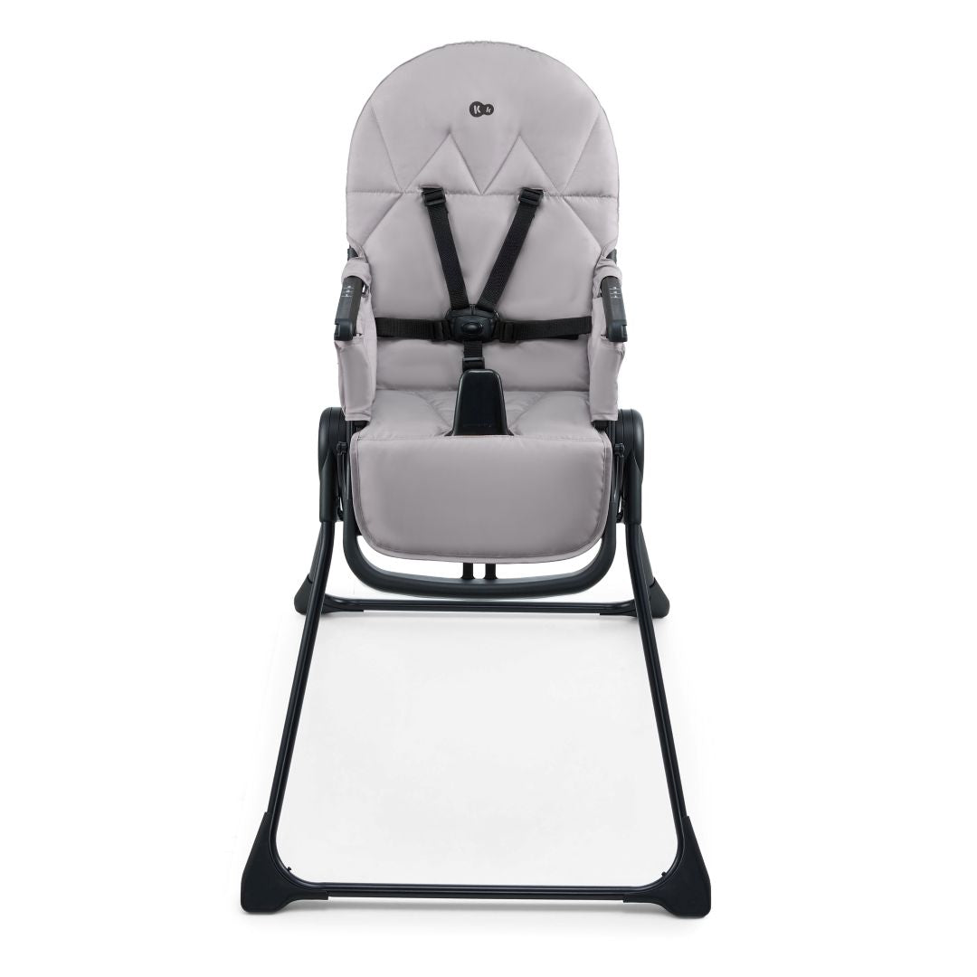 Silla de comer Kinderkraft BINCI gris sin bandeja, arnés de seguridad de 5 puntos y tapizado acolchado con costuras geométricas