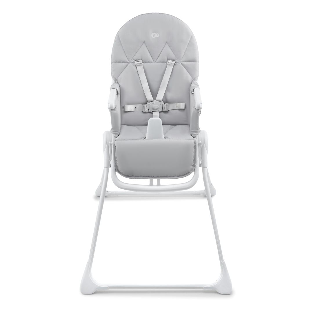 Silla de comer Kinderkraft BINCI gris claro sin bandeja, arnés de seguridad de 5 puntos y tapizado acolchado con costuras geométricas