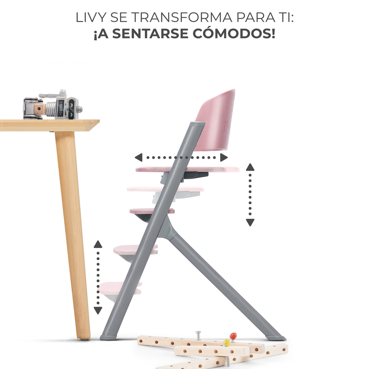 Silla de comer evolutiva LIVY 4 en 1 + Silla mecedora CALMEE