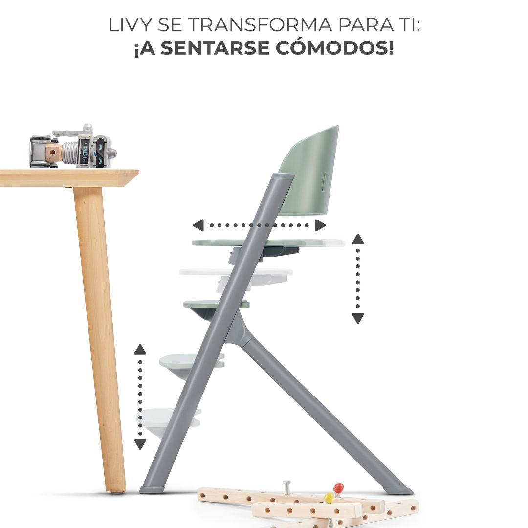 Silla de comer evolutiva LIVY 4 en 1 + Silla mecedora CALMEE