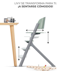 Silla de comer evolutiva LIVY 4 en 1 + Silla mecedora CALMEE