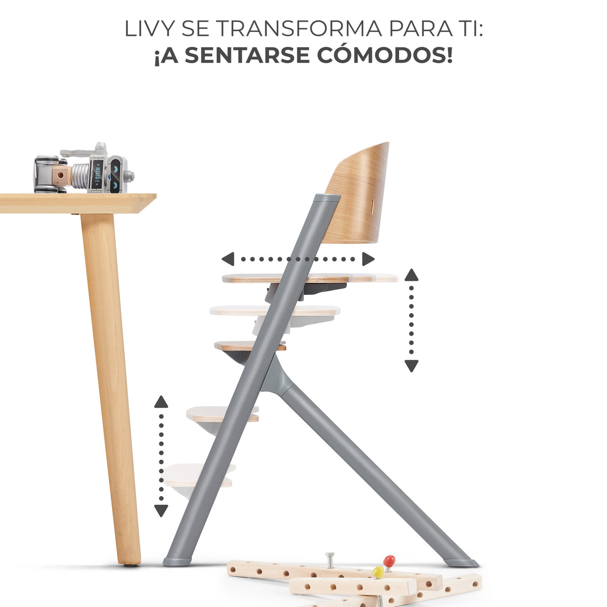 Silla de comer evolutiva LIVY 4 en 1 + Silla mecedora CALMEE