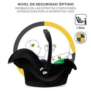 Silla de auto nido Kinderkraft MINK PRO i-Size en base MINK FX, certificada i-Size y Crash Test Approved, posición contramarcha para recién nacido