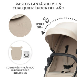 Coche Travel Suystem Kinderkraft NEWLY con capota UPF50+ impermeable, cubrepiés y protector lluvia incluidos para paseos en cualquier época del año