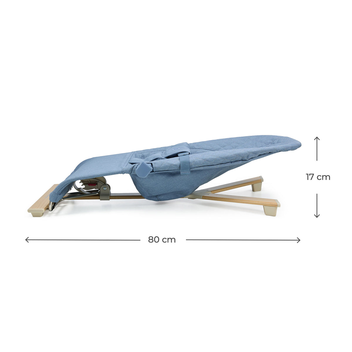 Hamaca bebé Kinderkraft MIMI Nordic Breeze plegada, medidas compactas 80x17 cm, ligera y fácil de transportar, estructura de madera natural