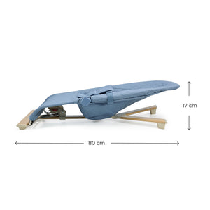 Hamaca bebé Kinderkraft MIMI Nordic Breeze plegada, medidas compactas 80x17 cm, ligera y fácil de transportar, estructura de madera natural