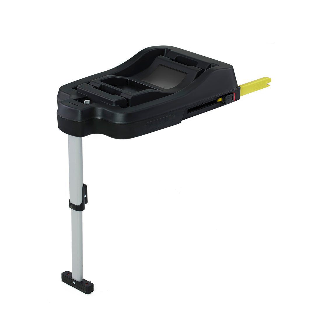 Base ISOFIX Kinderkraft MINK FX vista en perspectiva con pata de apoyo extensible y anclajes ISOFIX amarillos