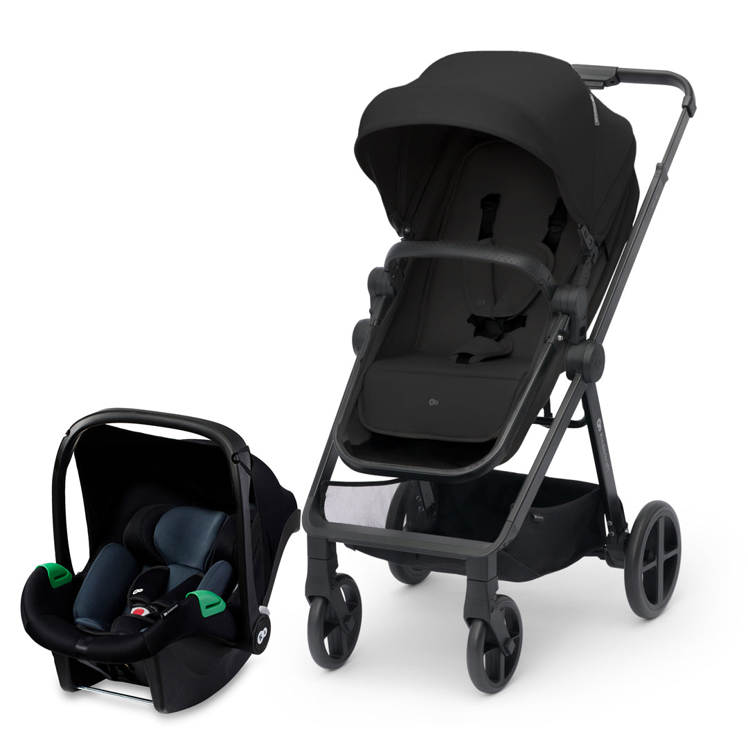 Set completo coche Travel System Kinderkraft NEWLY 3 en 1: moisés, silla, silla auto nido MINK PRO i-Size, adaptadores y protector lluvia