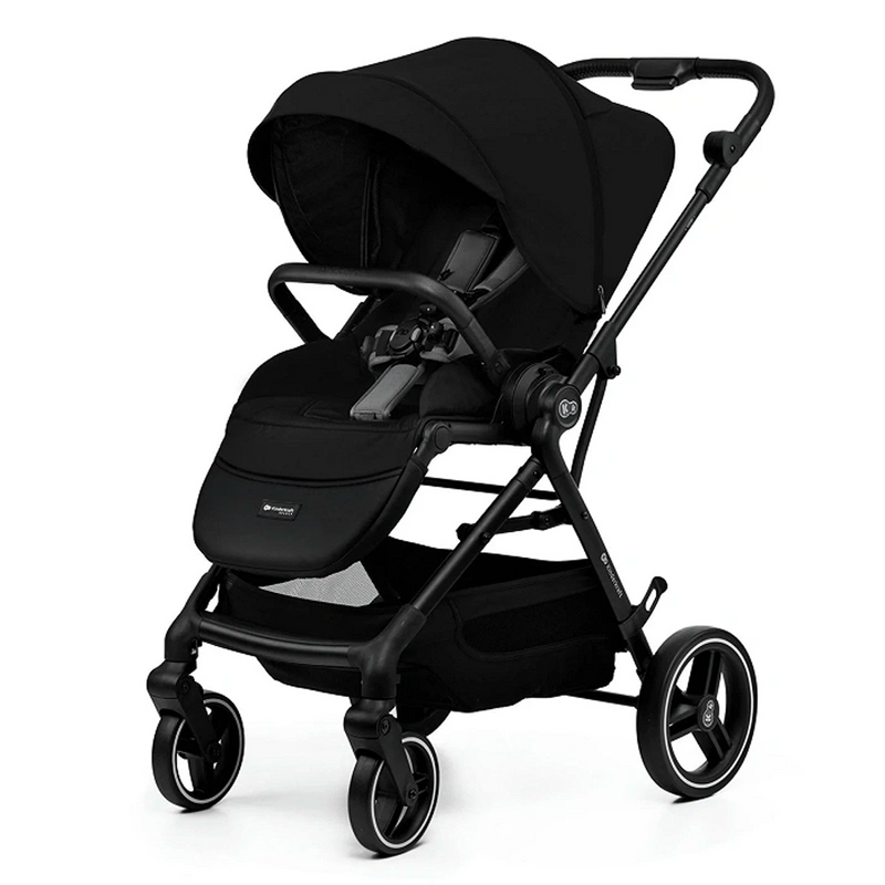 Coche de paseo urbano Kinderkraft YOXI negro, capota impermeable UPF50+ con ventanilla, arnés de 5 puntos, ruedas antipinchazos y respaldo regulable en 4 niveles