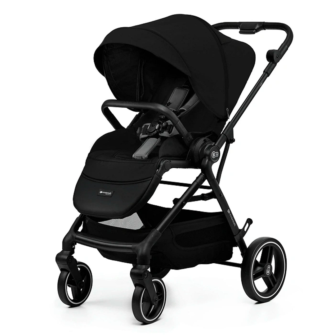 Coche de paseo urbano Kinderkraft YOXI negro, capota impermeable UPF50+ con ventanilla, arnés de 5 puntos, ruedas antipinchazos y respaldo regulable en 4 niveles