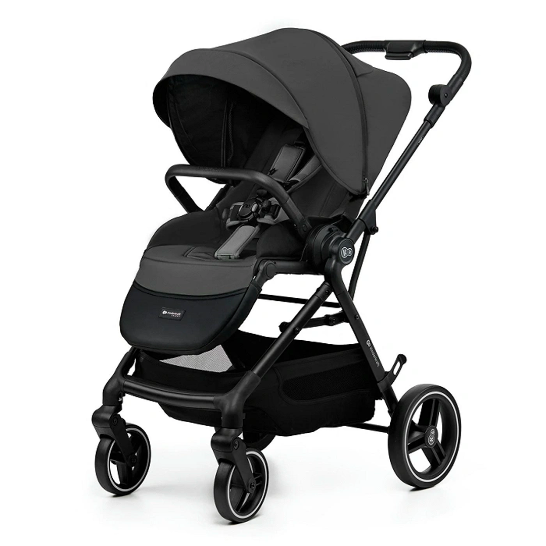 Coche Travel System urbano Kinderkraft YOXI gris, capota impermeable UPF50+ con ventanilla, arnés de 5 puntos, ruedas antipinchazos y respaldo regulable en 4 niveles