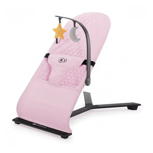 Hamaca bebé Kinderkraft MIMI rosa diseño nórdico, balanceo natural independiente, tela suave acolchada, base de madera y arco con 2 juguetes desmontable - Vista principal