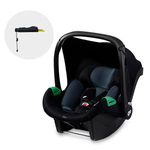 Silla de auto nido Kinderkraft MINK PRO i-Size negra con capota desplegada y arnés 5 puntos, compatible con base ISOFIX MINK FX