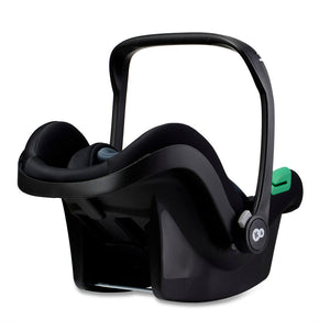 Silla de auto nido Kinderkraft MINK PRO i-Size color negro, vista lateral sin capota, con inserto recién nacido y arnés ajustable